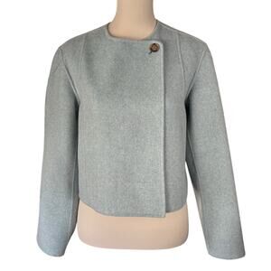 Banana Republic Powder Blue Wool Blend Cropped No Collar Blazer Size XS New